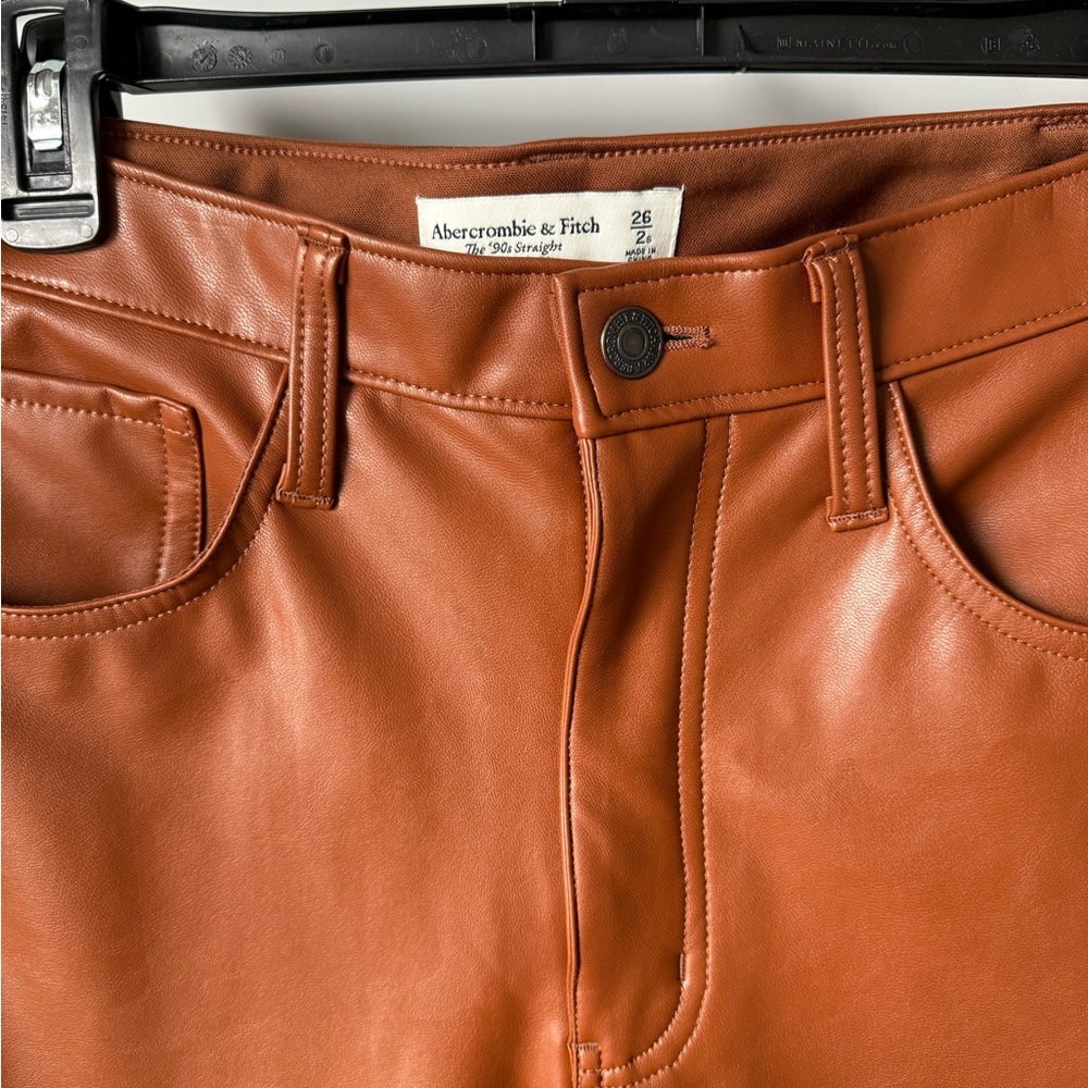Abercrombie & Fitch Women's Brown Leather ultra high rise - Picture 3 of 4